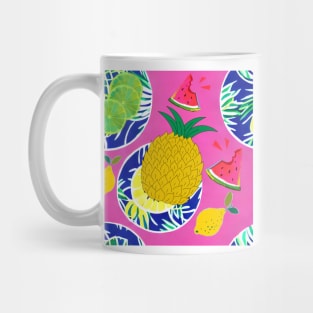 Large scale tropical fruits and chinoiserie plates Mug